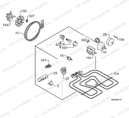 Взрыв-схема плиты (духовки) Zanussi Electrolux ZCM641X - Схема узла Electrical equipment 268